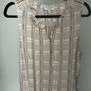 Cream Sleeveless Tie Front Blouse